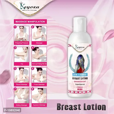 Keyoza presents 9 IN 1 AYURVEDIC  HERBS Bigger Breast Enlargement Lotion Is Breast Growth Lotion for Women- STRAWBERRY,ROSE OIL,COCONUT OIL,ALMOND OIL,SUNFLOWER OIL  FENUGREEK OIL Relieves Stress Cau-thumb2