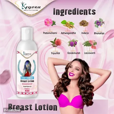 Keyoza presents 9 IN 1 AYURVEDIC  HERBS Bigger Breast Enlargement Lotion Is Breast Growth Lotion for Women- STRAWBERRY,ROSE OIL,COCONUT OIL,ALMOND OIL,SUNFLOWER OIL  FENUGREEK OIL Relieves Stress Cau-thumb4