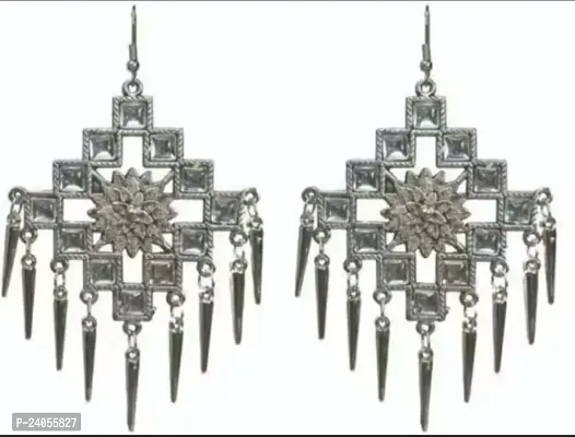 Victor Vally Beautiful Trendy Earring  Studs Crystal mirror Work Earring For Girl | BEAUTIFULL DESIGN | TRADITIONAL ETHINIC MIRROR WORK LATEST FASHION | SILVER OXIDIZE Earring (Pack of 2)-thumb3