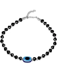 Victor Vally Media Girls Anklet Set Evil Eye Anklet For Woman Stylish Beaded Design| Plating Of Silver| Allow Material S-Hook Closure Adjustable Size | Payal Nazar Ballu (pack of 1)-thumb3