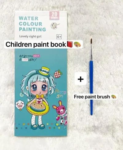 Watercolor Painting Books for Beginners, Pocket 20 Pages Book with 1 Paint Brush, Painting Fun Activity Book for Children, Watercolor Magic Paint Book