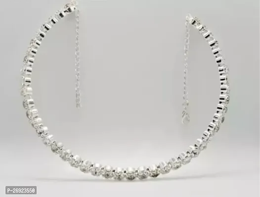 silver colour hasli pattern choker with beautiful pair of earrings-thumb4