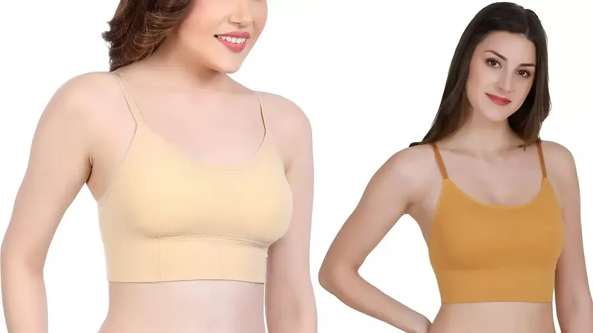 Stylish Blend Solid Bras For Women Pack Of 2