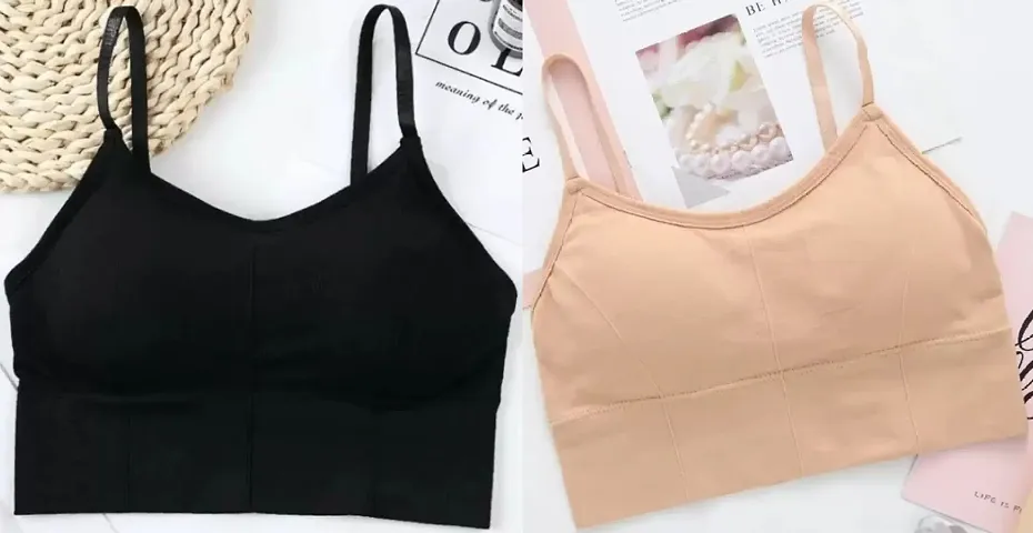 Stylish Blend Solid Bras For Women Pack Of 2