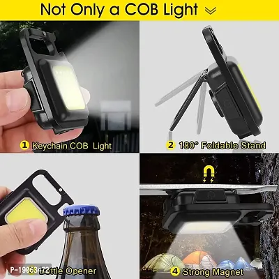 SYN SONS Emergency LED Light Multifunction Keychain with Bottle Opener, Magnetic Base and Folding Bracket Mini Cob 500 lumens Rechargeable-thumb2