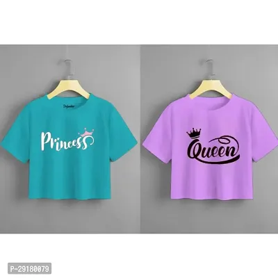 Womens Printed Cotton Crop Top/Tshirt Combo Pack Of 2