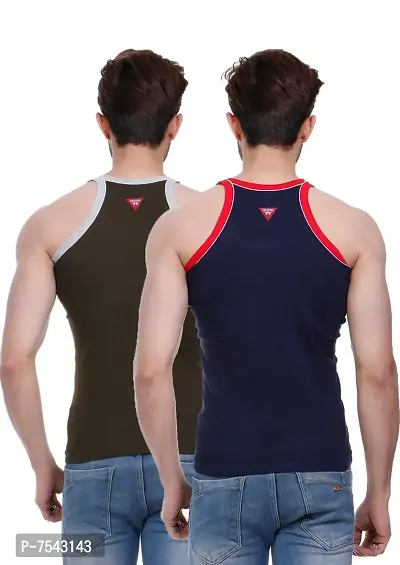 Men's Pipin Gymvest Combo of two/Milange Grey Blue-thumb2