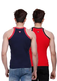 Men's Pipin Gymvest Combo of two/Red Navy Blue-thumb1