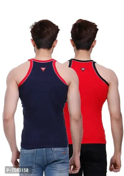 Men's Pipin Gymvest Combo of two/Red Navy Blue-thumb2