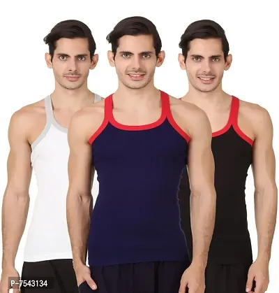 Buy Lux Cozi Black and Grey Cotton Blend Gym Vest Pack of 2 Online