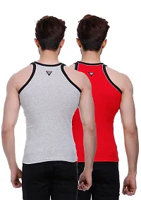 Men's Pipin Gymvest Combo of two/Red Milange Grey-thumb1