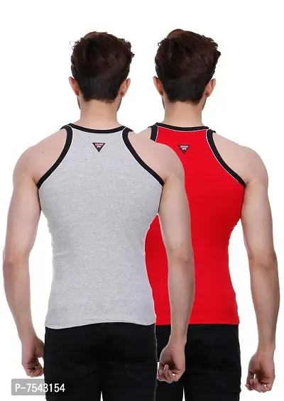 Men's Pipin Gymvest Combo of two/Red Milange Grey-thumb2