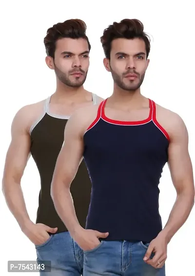 Men's Pipin Gymvest Combo of two/Milange Grey Blue