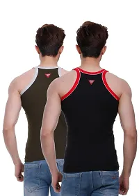 Men's Pipin Gymvest Combo of two lack Olive-thumb1