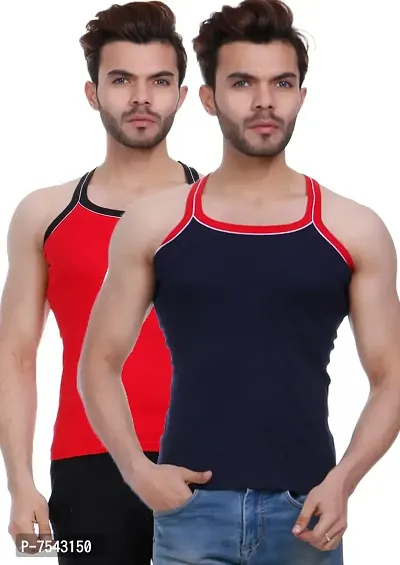 Men's Pipin Gymvest Combo of two/Red Navy Blue-thumb0