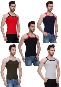 HAP Kings Rib Mens Gym Vest Multicolor Pack with PIPIN (Pack of 5)-thumb1