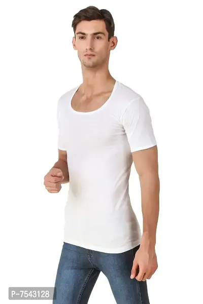 HAP Kings Men's Round Neck Half Sleeve Cotton Vest (White) - Pack of 10-thumb3