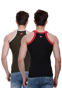 HAP Men's Pipin Gymvest Combo of Two Lack Olive-thumb1