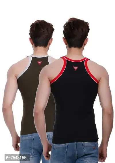 HAP Men's Pipin Gymvest Combo of Two Lack Olive-thumb2