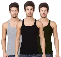 HAP Men's Cotton Gym Vest/Tank Top/Sporty Innerwear (Multicolour) Pack of 3-thumb1