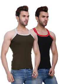 Men's Pipin Gymvest Combo of two lack Olive-thumb2