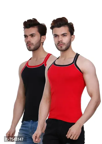 Men's Pipin Gymvest Combo of two/Red Black-thumb3