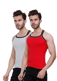 Men's Pipin Gymvest Combo of two/Red Milange Grey-thumb2