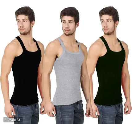 HAP Men's Cotton Gym Vest/Tank Top/Sporty Innerwear (Multicolour) Pack of 3-thumb3