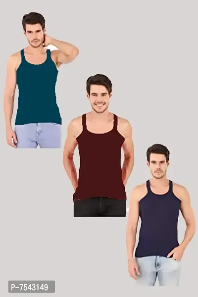 HAP Men's Cotton Gym Vest/Tank Top/Sporty (Multicolour) Pack of 3-thumb0