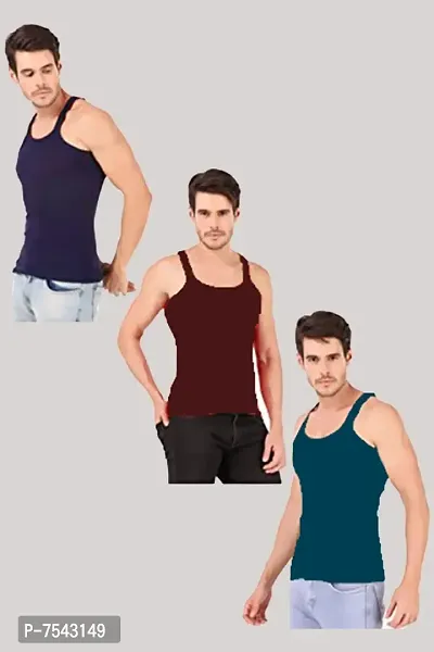 HAP Men's Cotton Gym Vest/Tank Top/Sporty (Multicolour) Pack of 3-thumb3