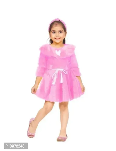 Fancy Cotton Blend Fur Frock For Baby Girl-thumb0