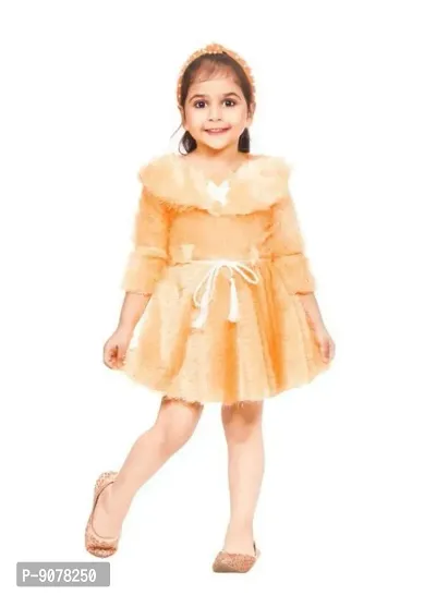 Fancy Cotton Blend Fur Frock For Baby Girl-thumb0