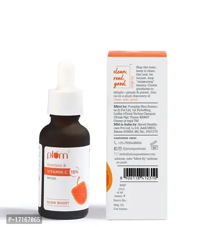 Plum 15% Vitamin C Face Serum with Mandarin | For Glowing Skin | Fragrance-Free | Suits all skin types