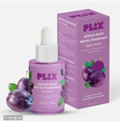 PLIX 10% Niacinamide Jamun Face Serum for Acne Marks, Blemishes, Oil Control with 1% Zinc  Witch Hazel for Unisex, 30ml (Pack of 1) Skin Clarifying Serum for Sensitive, Acne-Prone Skin Name: PLIX 10%