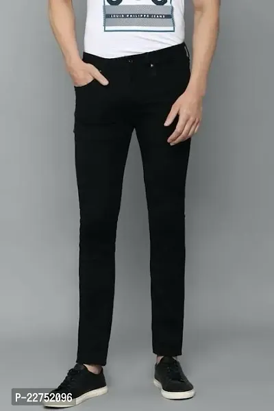 Trendy Denim Black Solid Jeans For Men