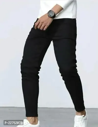Trendy Denim Black Solid Jeans For Men