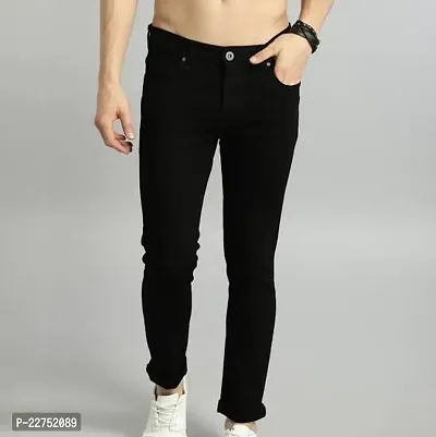 Trendy Denim Black Solid Jeans For Men-thumb0