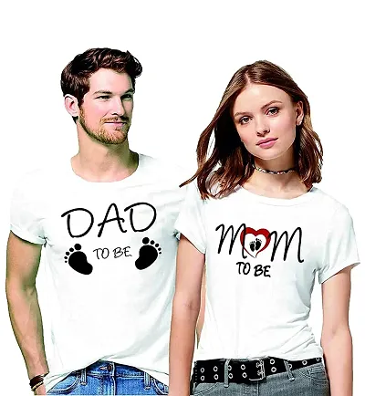 CPS Unisex Poly Mom & Dad to Be Halfsleeves Couple T-Shirt - (Medium)