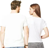 CPS Unisex Poly Cotton Mom & Dad to Be Printed Halfsleeves Couple T-Shirt - White (Medium)-thumb1