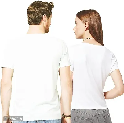 CPS Unisex Poly Cotton Mom & Dad to Be Printed Halfsleeves Couple T-Shirt - White (Medium)-thumb2