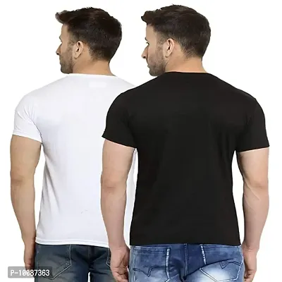 Dream Art Gallery Men's Regular Fit T-Shirt (Pack of 2) |Black & White| 100% Pure Cotton (Medium, m)-thumb2