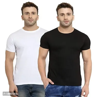 Dream Art Gallery Men's Regular Fit T-Shirt (Pack of 2) |Black & White| 100% Pure Cotton (Medium, m)-thumb0