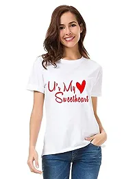 Dream Art Gallery Regular Fit Couple Tshirts |Sweetheart Couple Tshirts| Tshirts for Lovers Pairs (Medium) White-thumb2