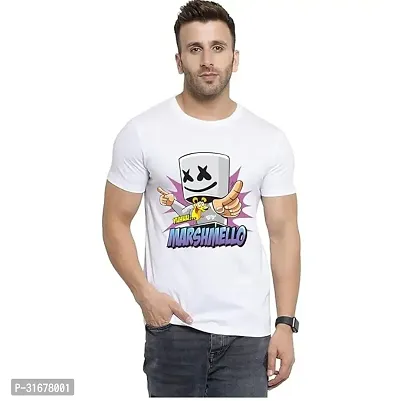 Stylish White Polyester Printed T-Shirt For Men-thumb0