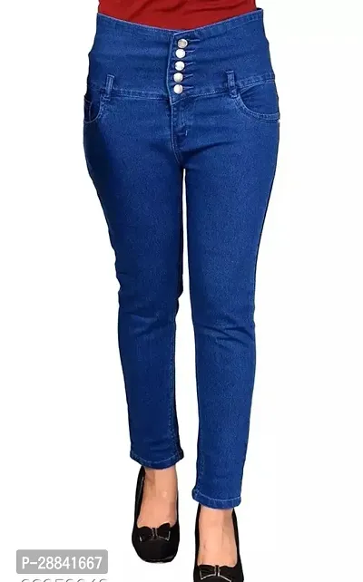 Trendy Blue Mid Rise Stretchable Jeans For Women-thumb0