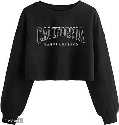 ATHRO California Printed Women Round Neck Crop Sweatshirts-thumb0