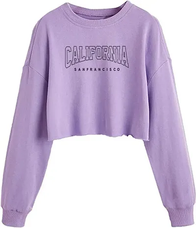 ATHRO California Printed Women Round Neck Crop Sweatshirts