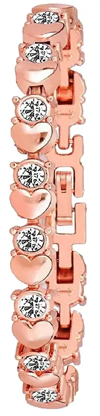 Acnos Silver Heart Shape Round dial White Diamond with Rosegold Bracelet Super Quality Watch for Girls and Watch for Women Pack of - 2 Gift for Special FASTIVAL Offer-thumb1