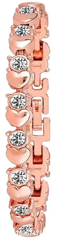 Acnos Silver Heart Shape Round dial White Diamond with Rosegold Bracelet Super Quality Watch for Girls and Watch for Women Pack of - 2 Gift for Special FASTIVAL Offer-thumb2
