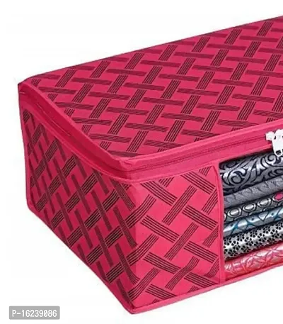 Acnos Metalic Pink Design Pink Chain 12 Piece Non Woven Large Size Saree Cover Set Pack Of 12-thumb3